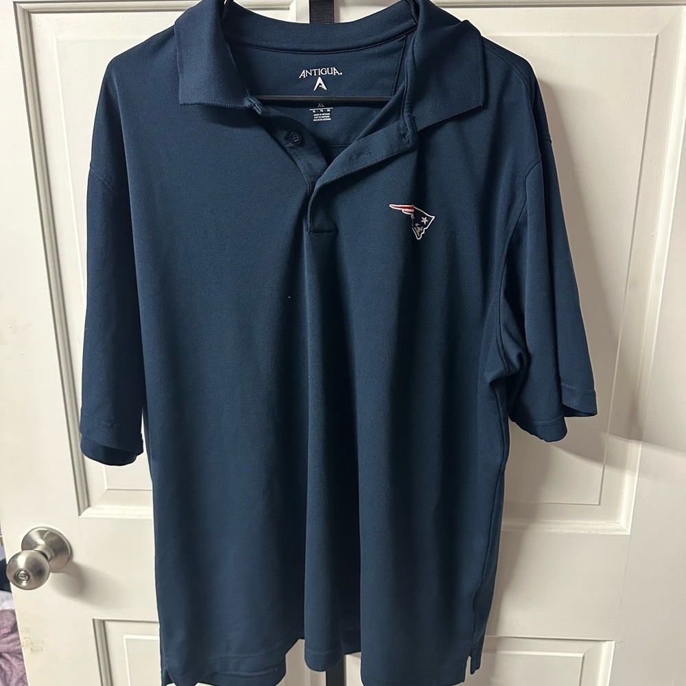 Antigua Blue Polo Shirt with Patriots Logo Classic Design